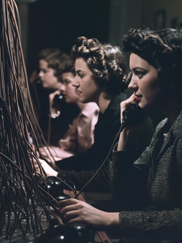 Women at Switchboard — Photography Print. poster — photography art