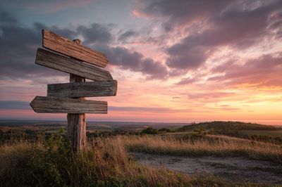Wooden Signpost at Sunset — Nature Print