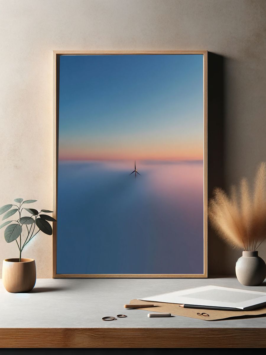 Wind Turbine at Dawn — Photography Print. — room view 2