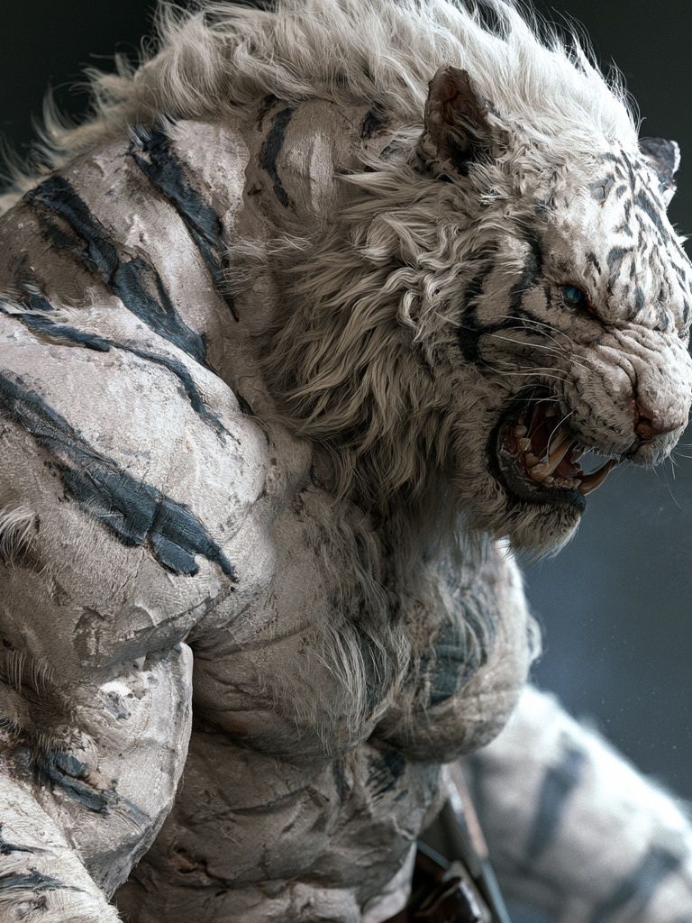 White Tiger Warrior Print. poster — animals art