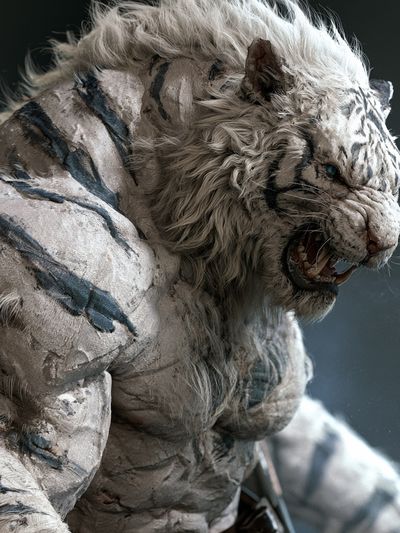 White Tiger Warrior Print. poster