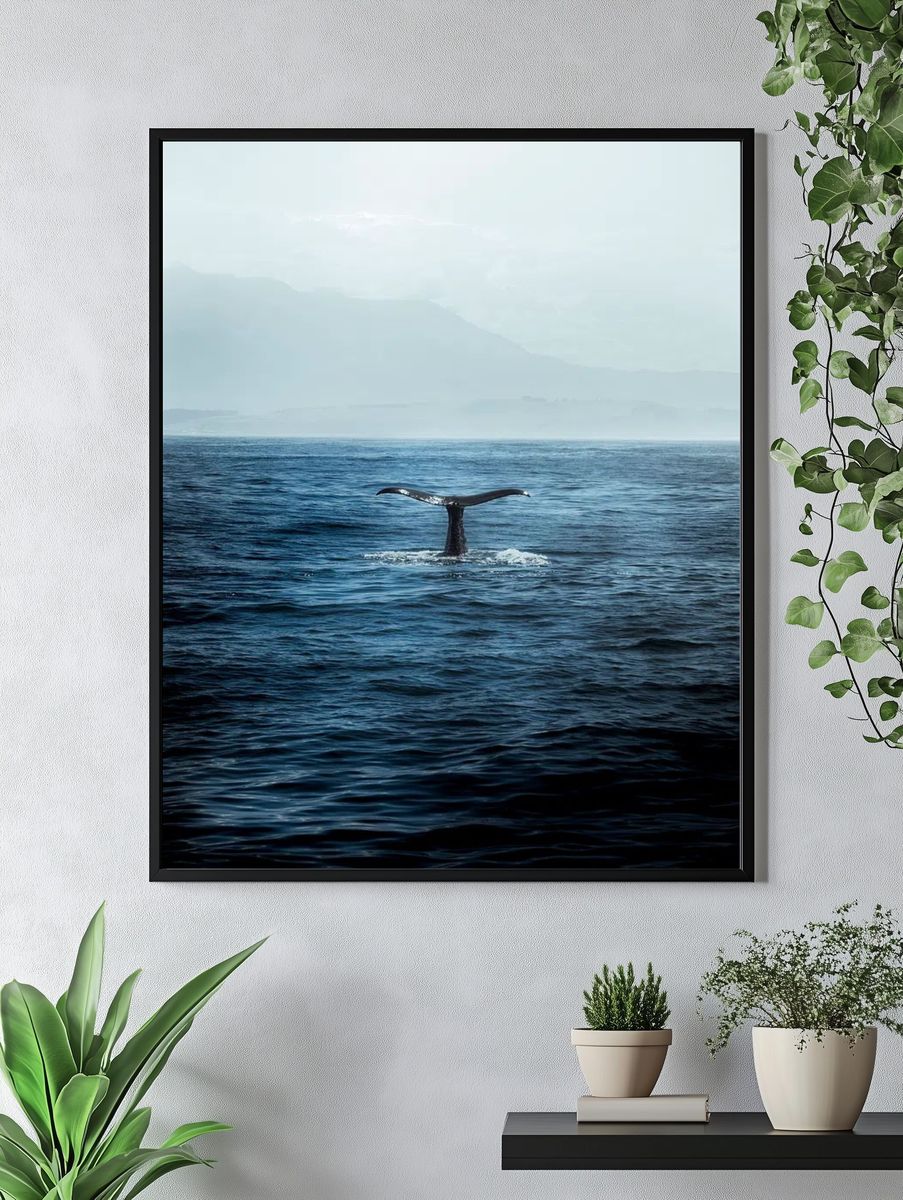 Whale Tail in Ocean — Photography Print. — room view 4
