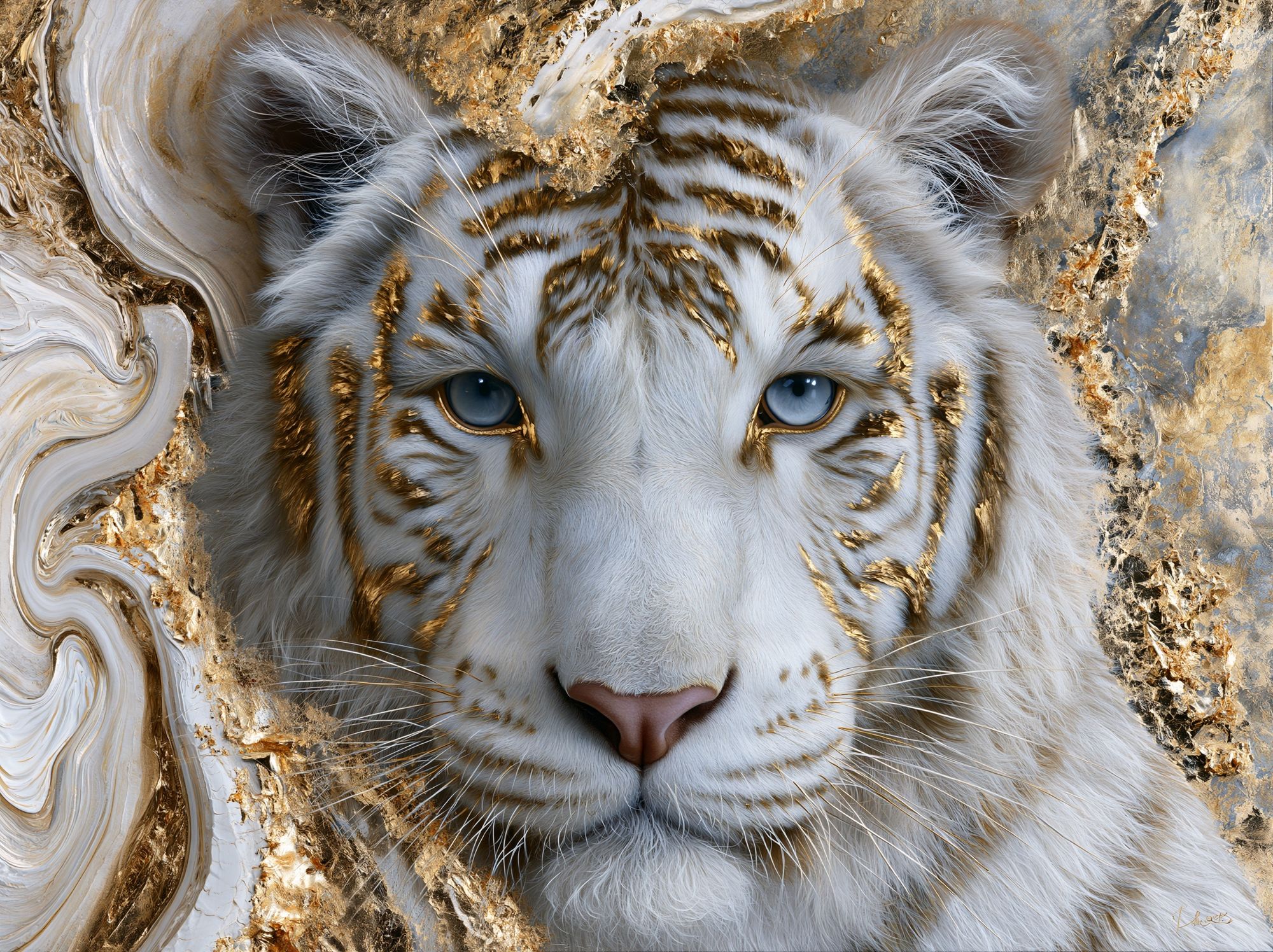 White Tiger Gold Portrait Poster. poster — animals art
