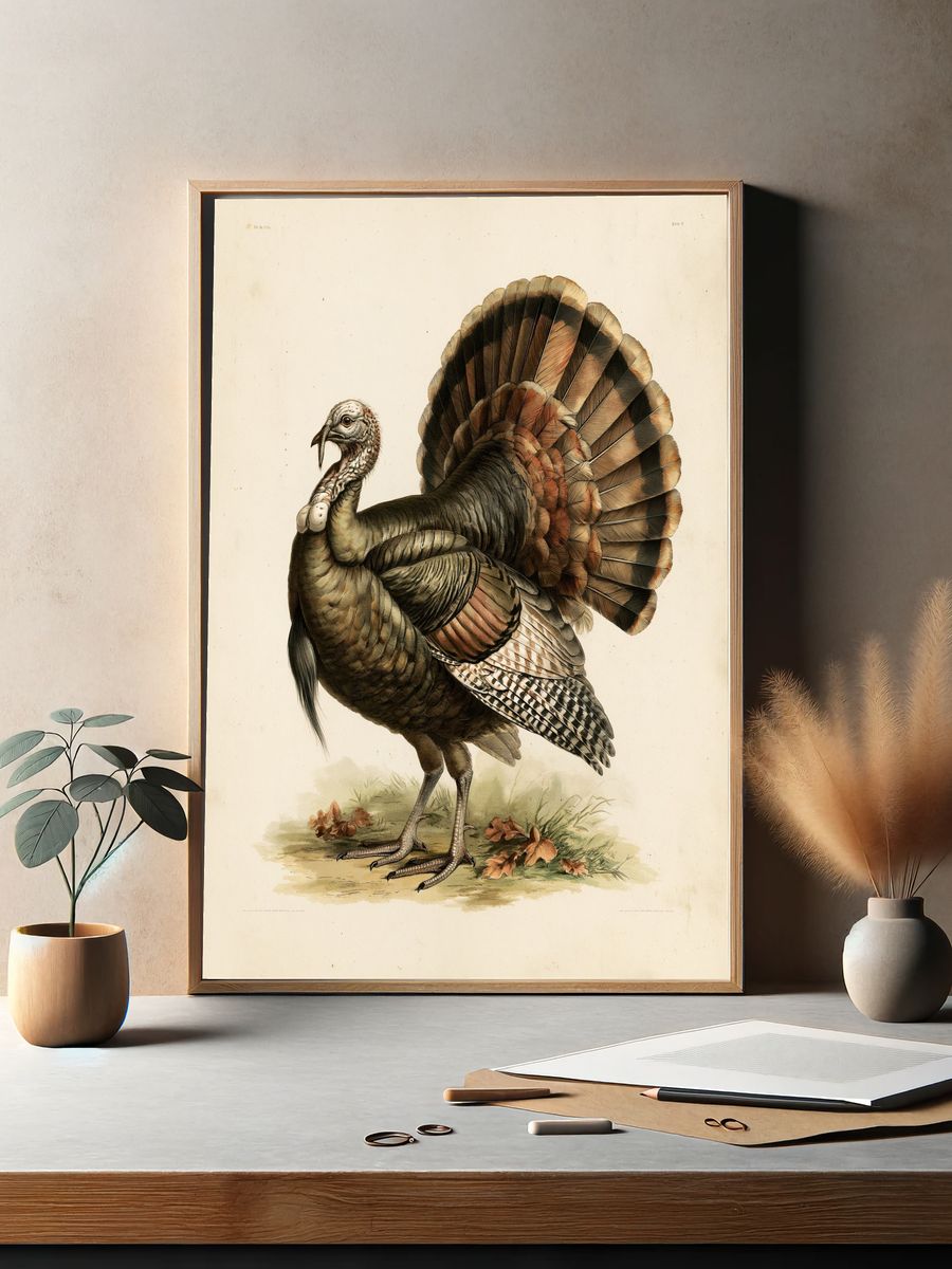 Wild Turkey Vintage Illustration Poster. — room view 2