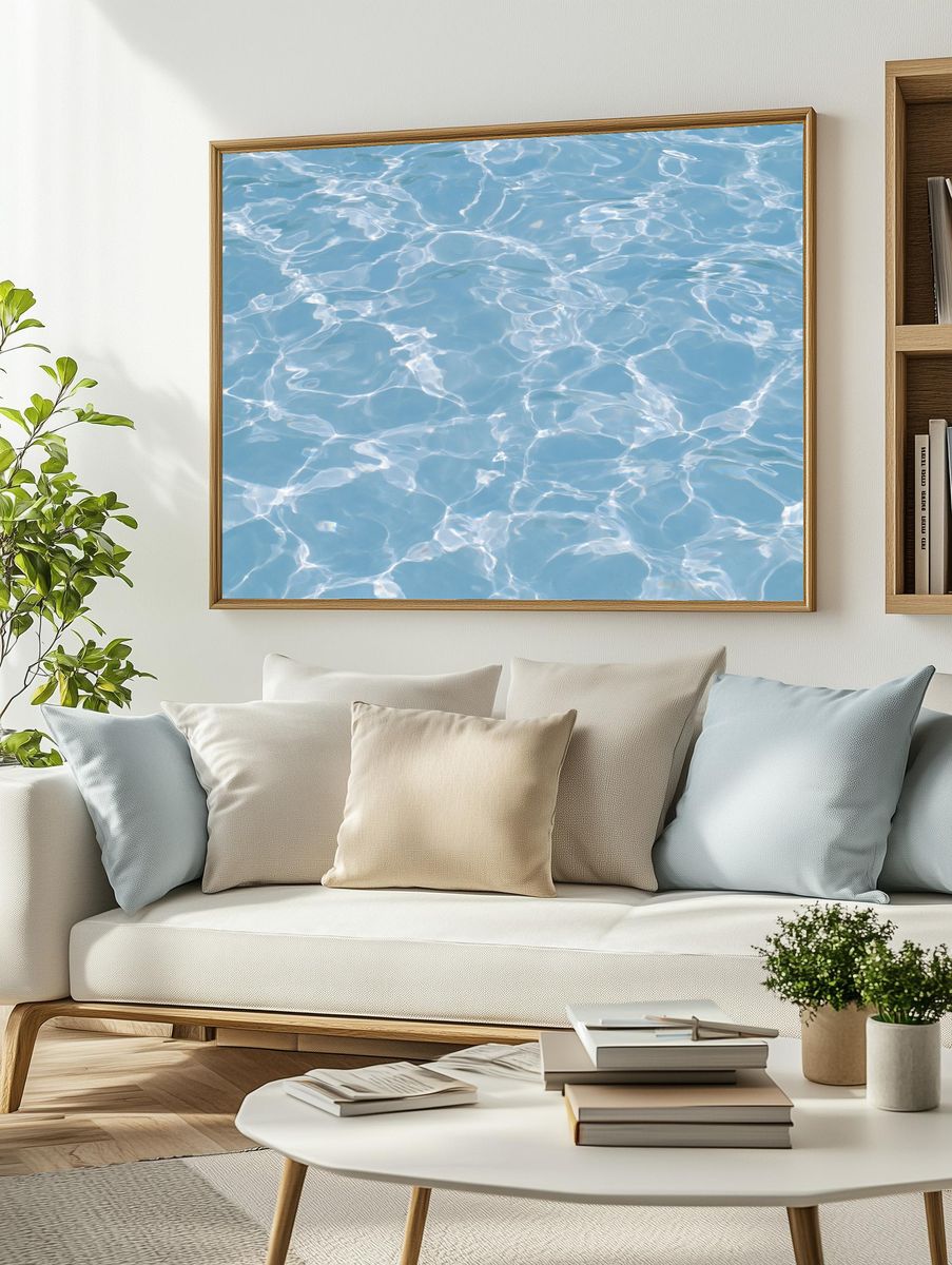 Sunlit Water Ripples Photography Poster. — room view 2
