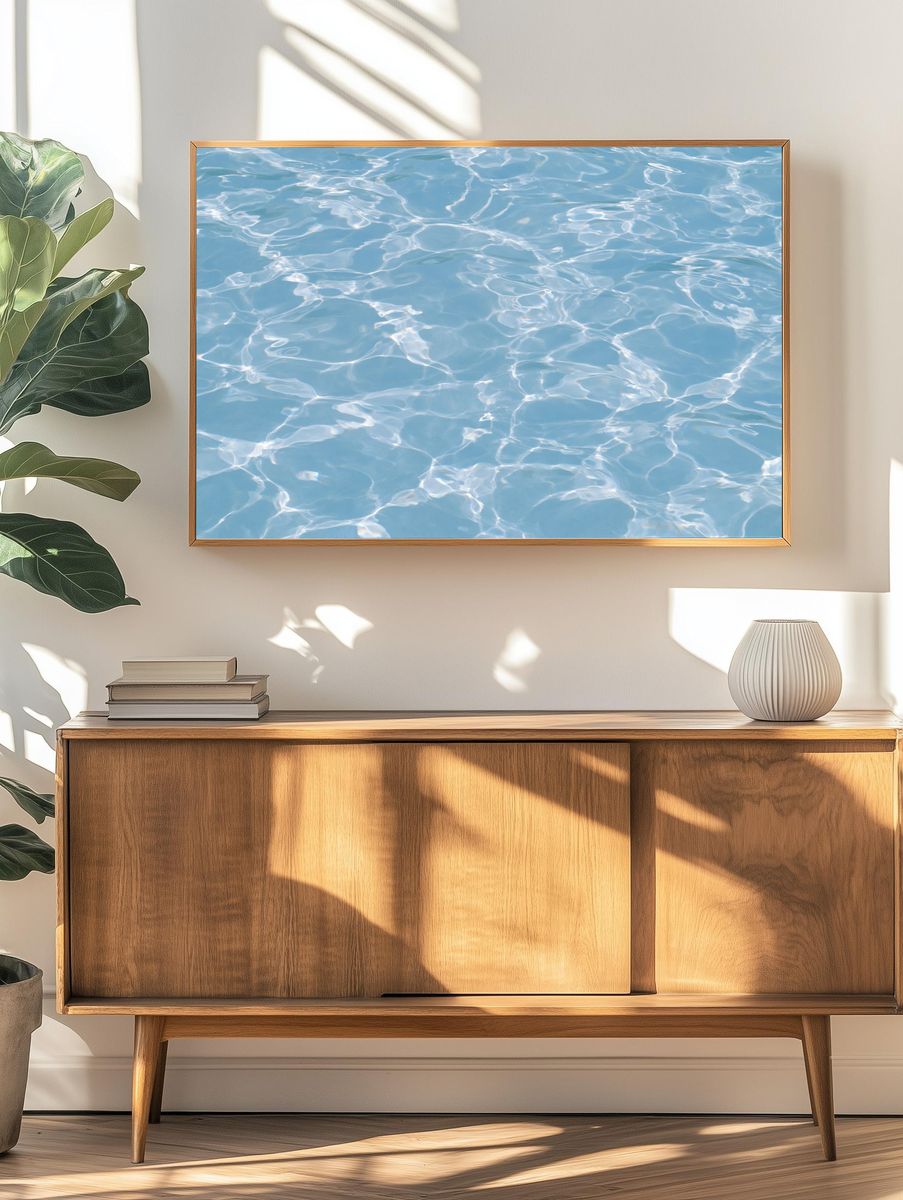 Sunlit Water Ripples Photography Poster. — room view 3