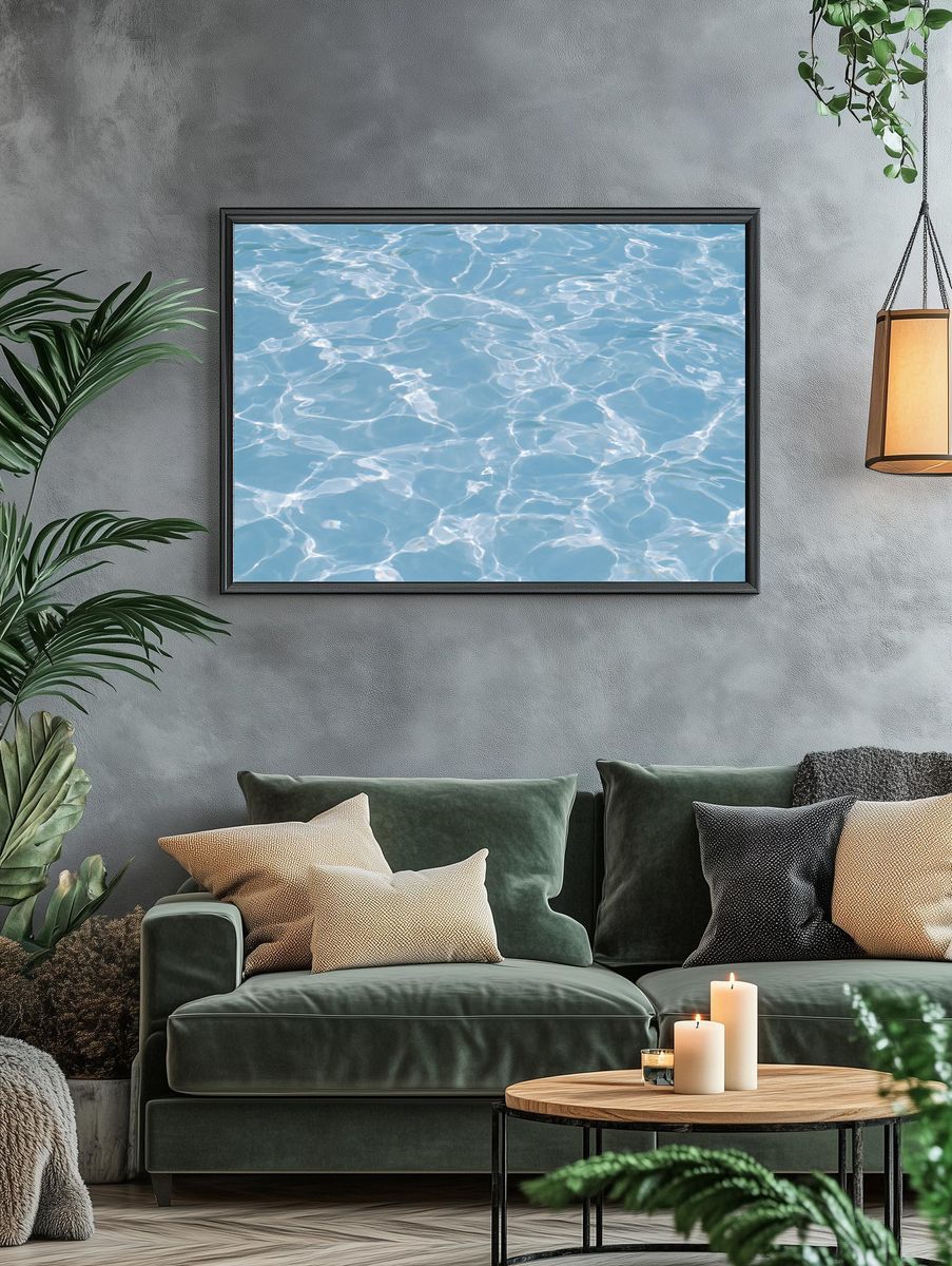 Sunlit Water Ripples Photography Poster. — room view 4