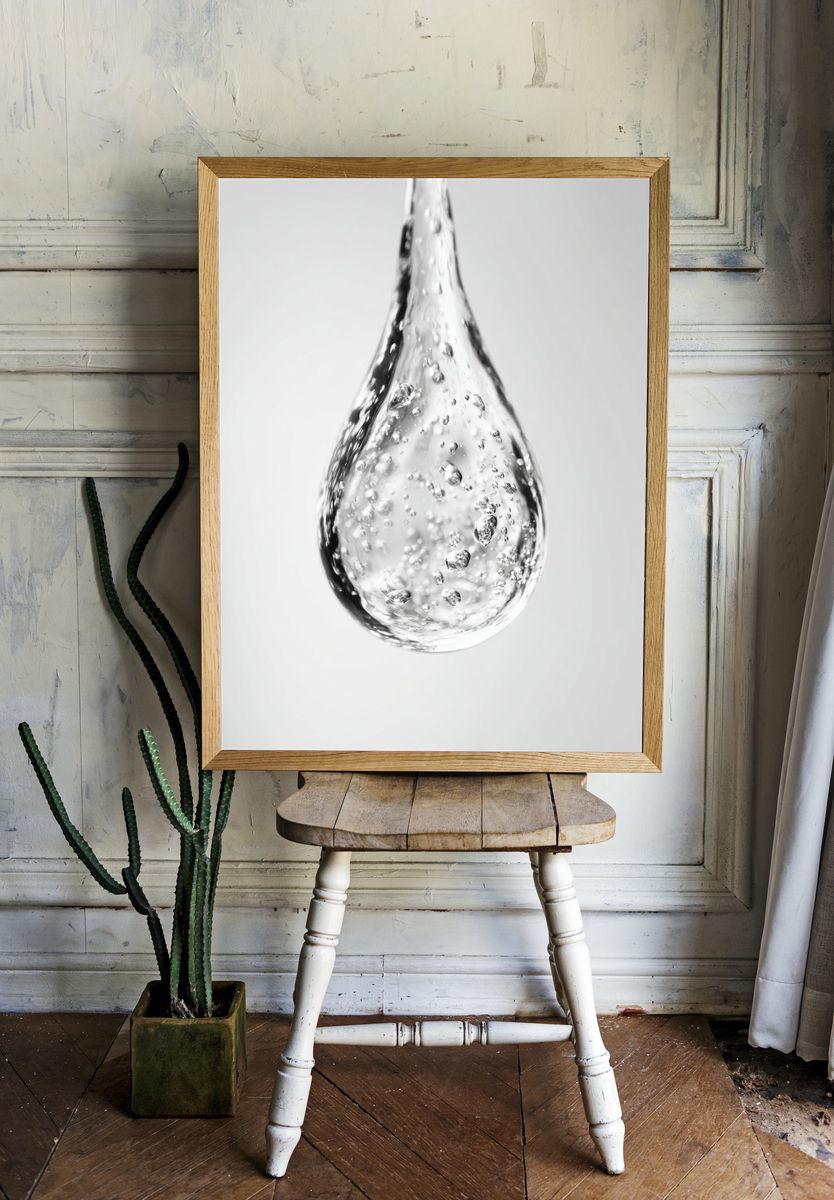 Floating Water Drop Photography Print. — room view 1