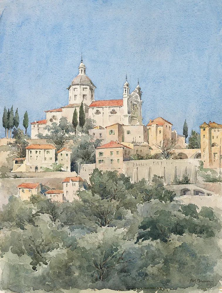 Charming Italian Village — Watercolor Print.