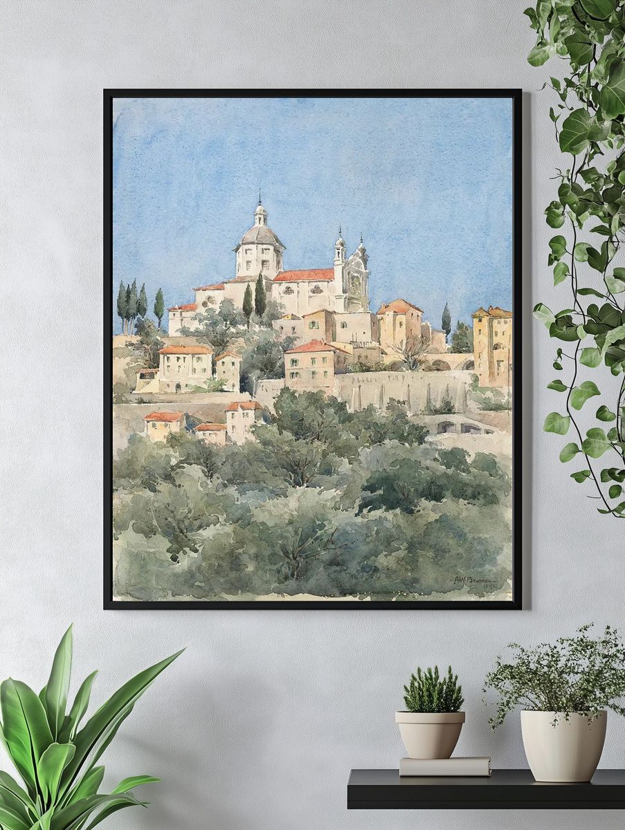 Charming Italian Village — Watercolor Print. — room view 4