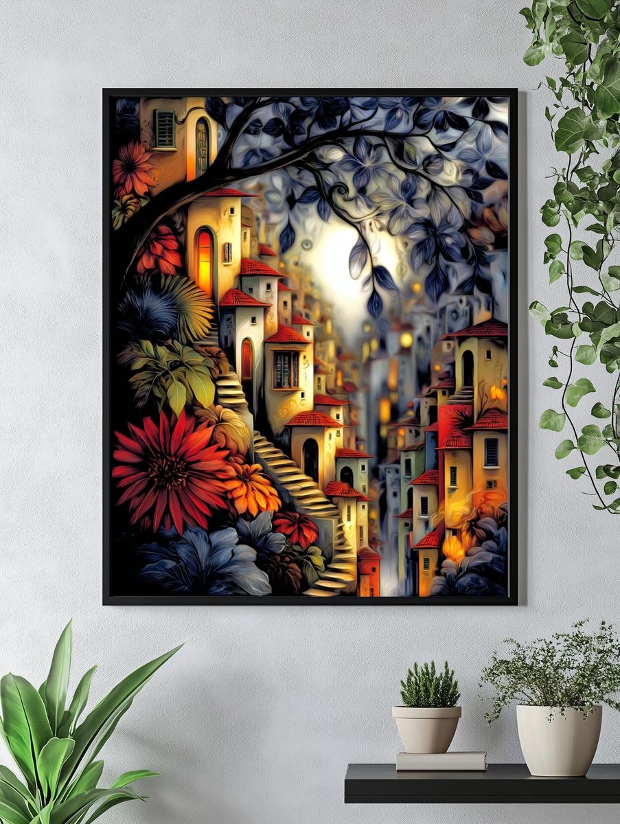 Whimsical Village — Fine Art Print. — room view 4