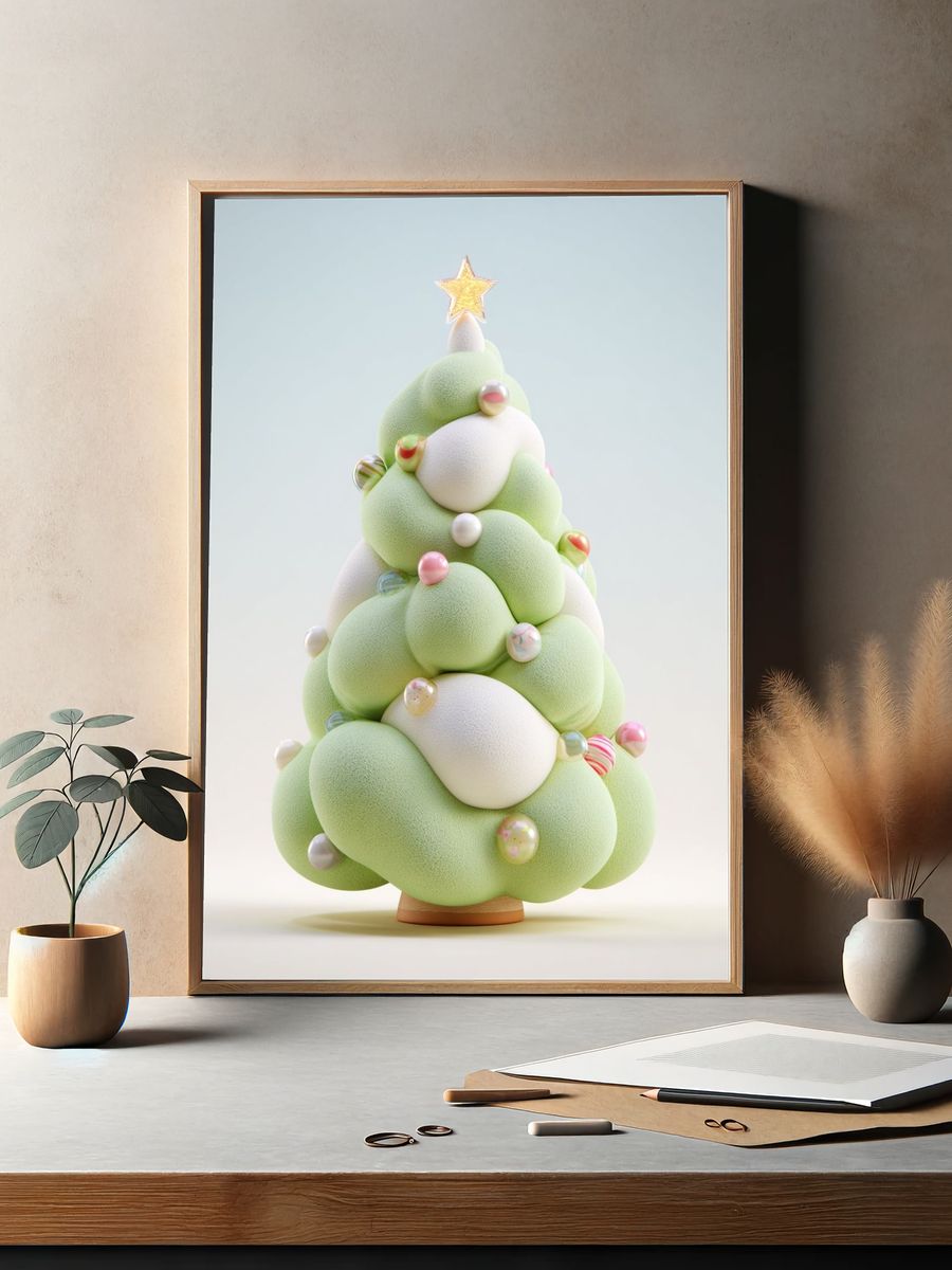 Whimsical Christmas Tree — Illustration Print. — room view 2