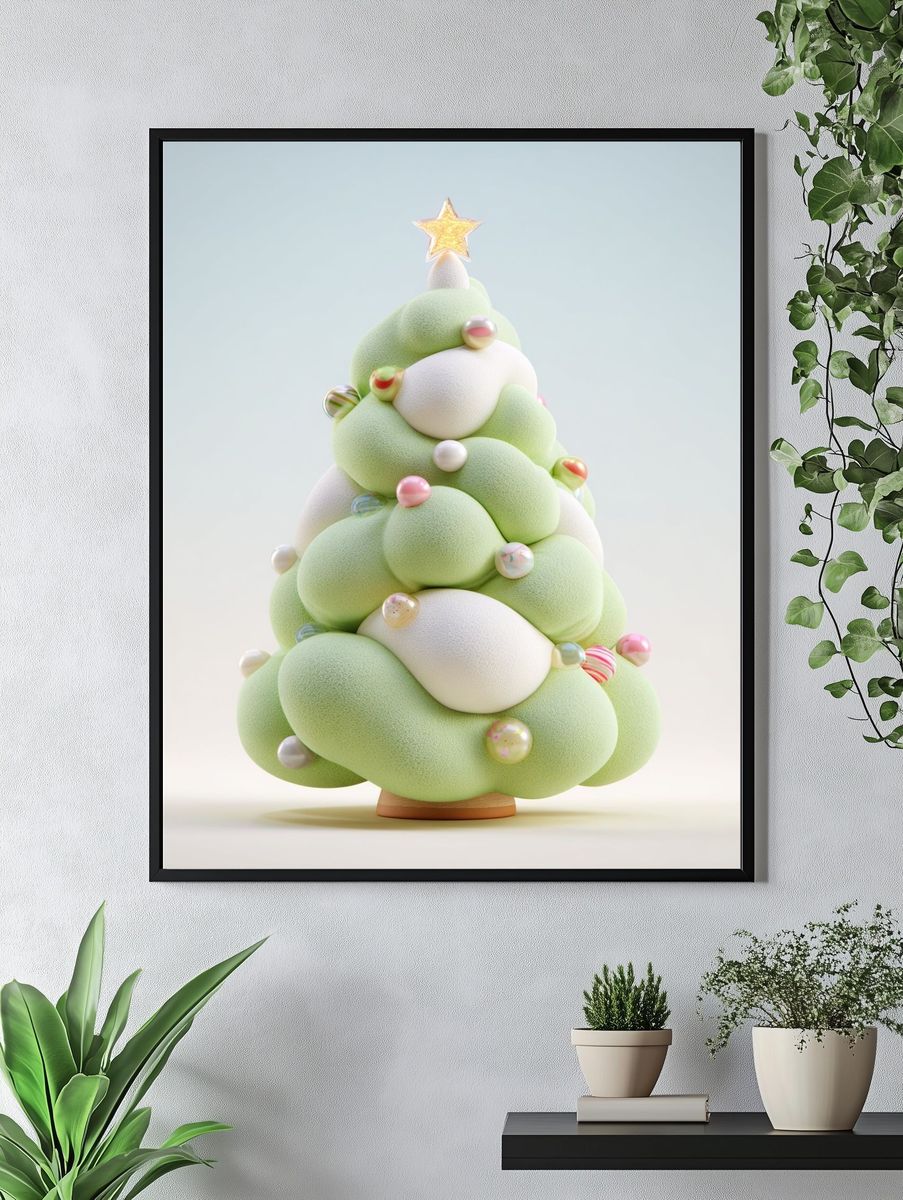 Whimsical Christmas Tree — Illustration Print. — room view 4