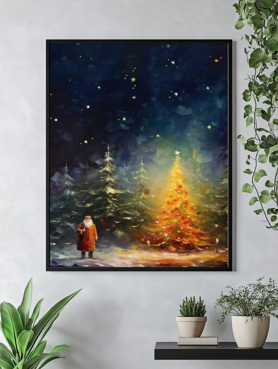 Santa Claus by the Christmas Tree Poster. — room view 4