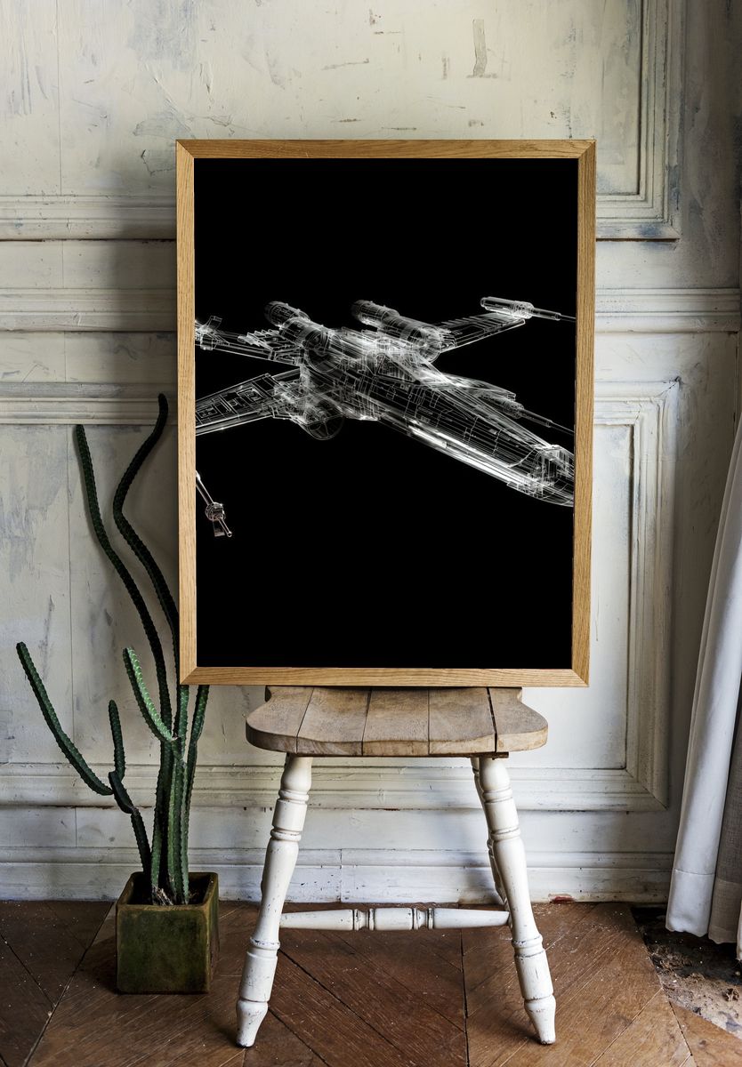 X-Wing Starfighter Blueprint Print. — room view 1