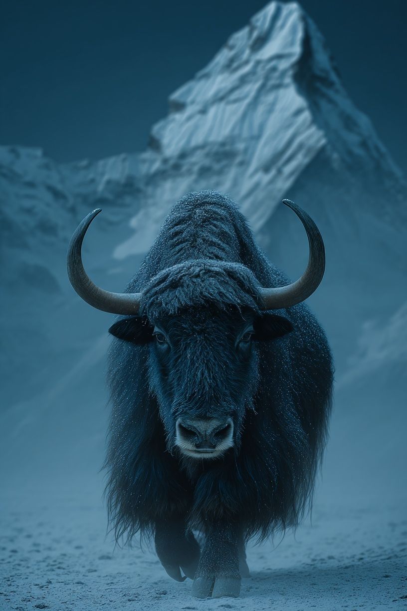 Misty Yak Mountain Photography Poster. poster — animals art