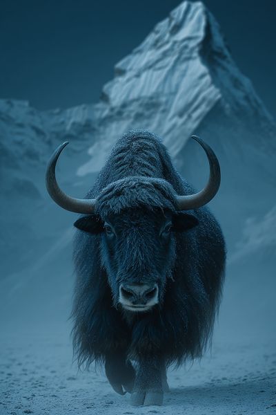 Misty Yak Mountain Photography Poster. poster