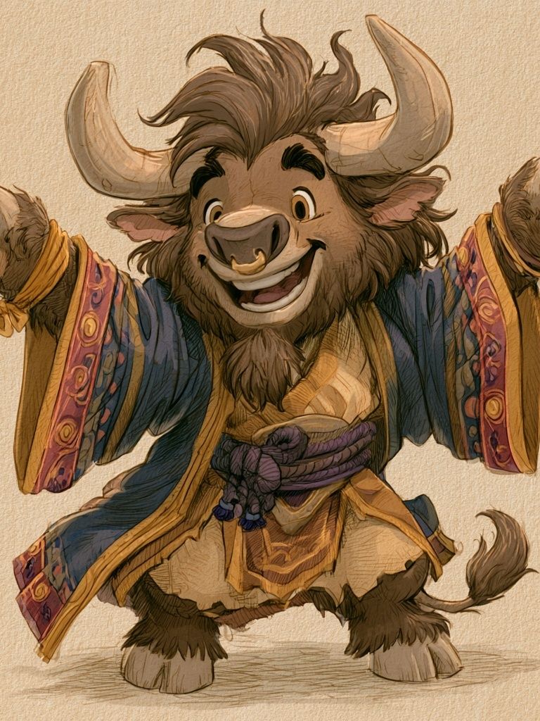 Smiling Yak Character Illustration Poster. poster detail