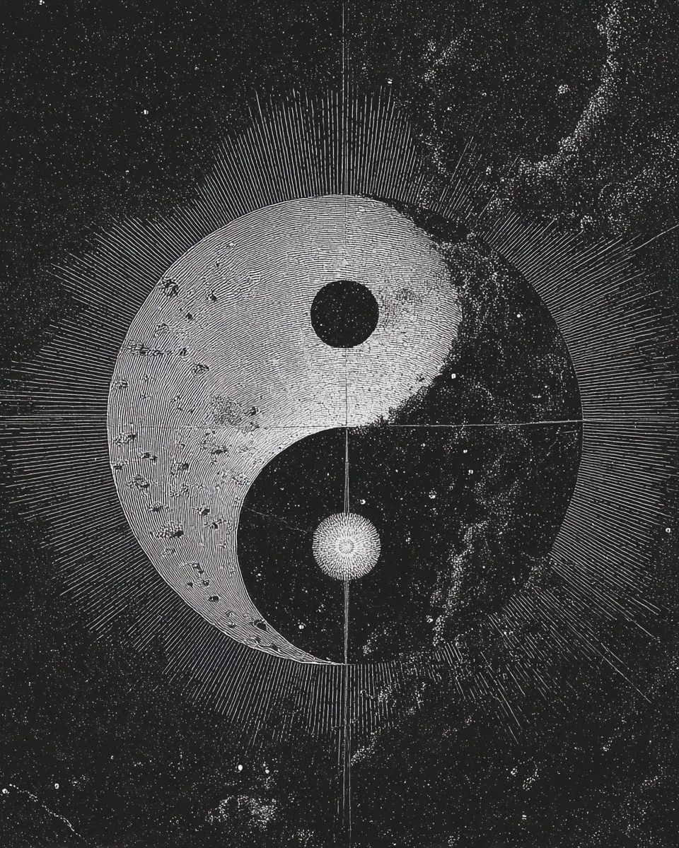 Yin Yang Cosmic Art Poster.