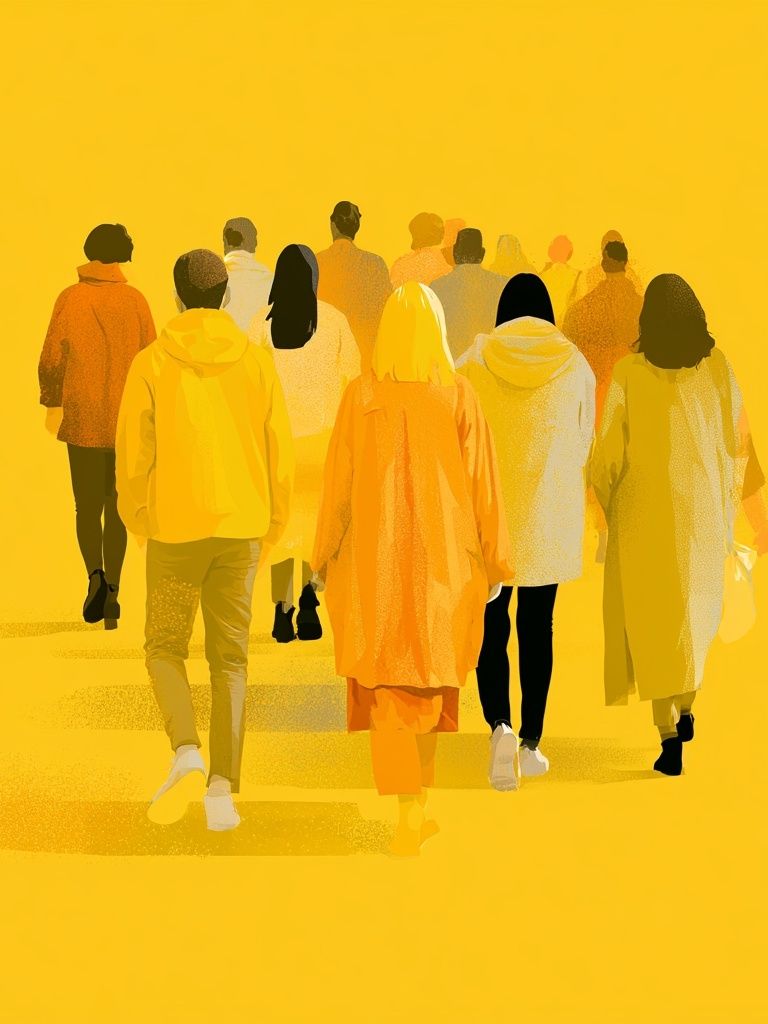 Yellow Crowd Illustration Poster. poster — illustration art