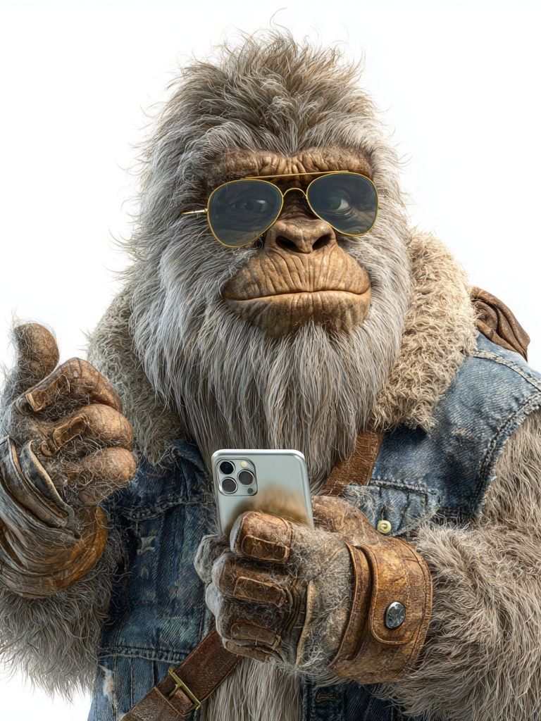 Cool Yeti with Phone — Illustration Print.