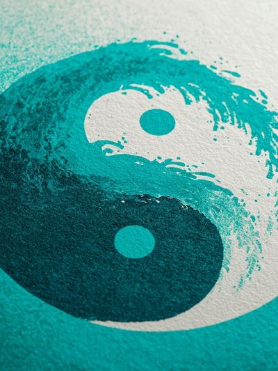 Yin Yang Teal Abstract Poster. poster print