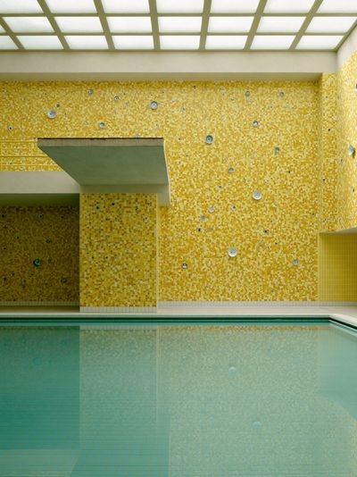 Yellow Mosaic Pool Interior Photography Poster.