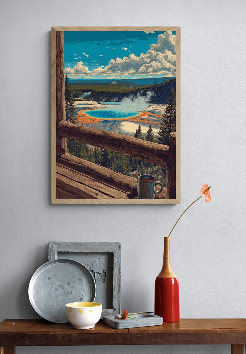 Yellowstone National Park — Vintage Print. — room view 3