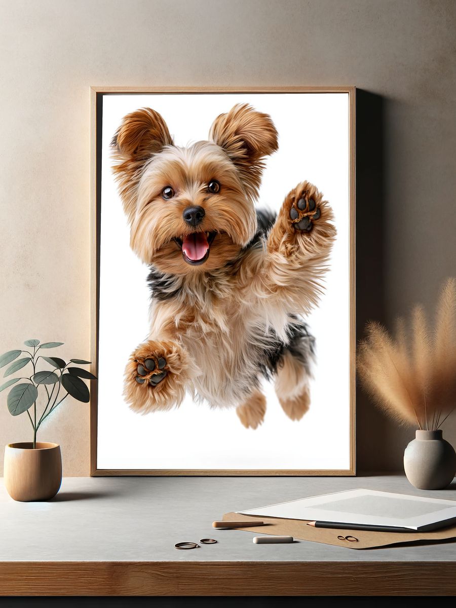 Playful Yorkshire Terrier Photography Poster. — room view 2