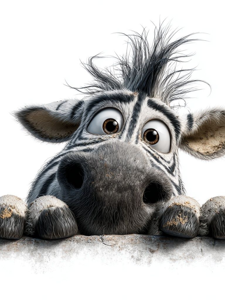 Curious Zebra — Cartoon Print.