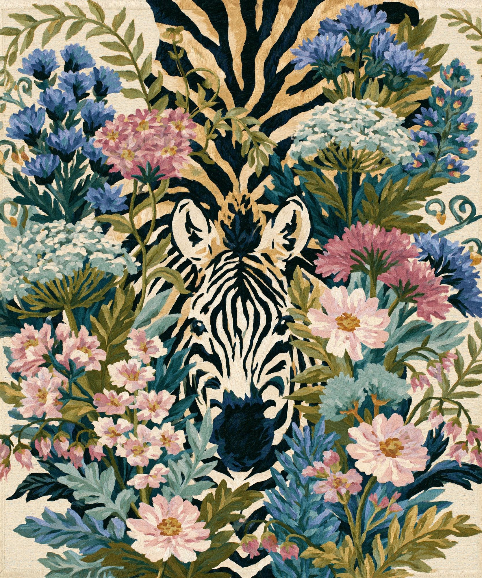 Zebra Floral Garden Print. poster detail