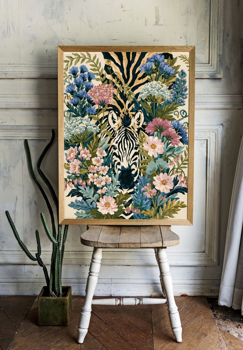 Zebra Floral Garden Print. — room view 1