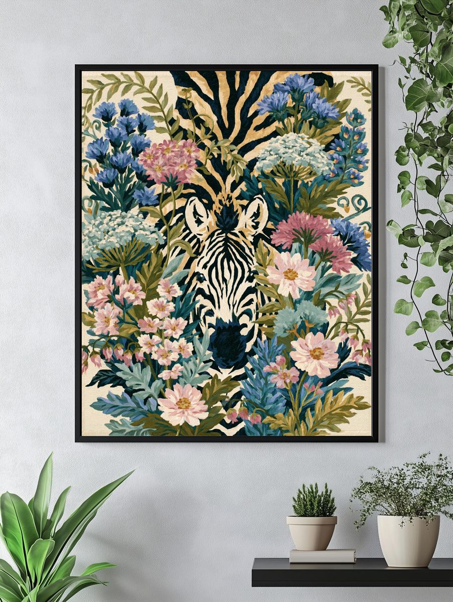 Zebra Floral Garden Print. — room view 4