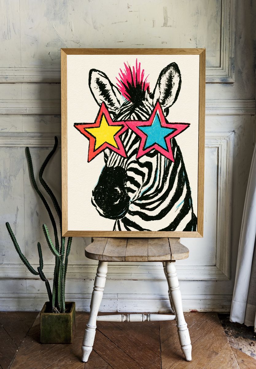 Zebra Pop Art Poster. room preview