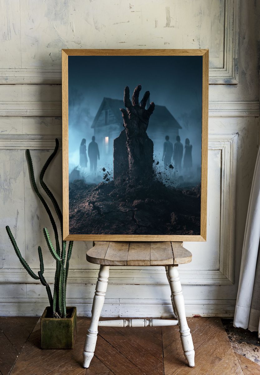 Zombie Hand Graveyard Horror Poster. — room view 1