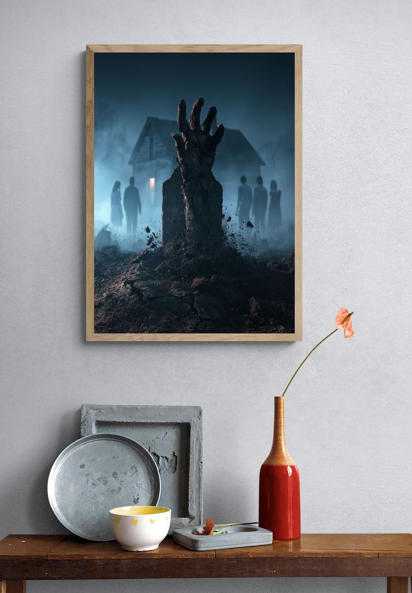 Zombie Hand Graveyard Horror Poster. — room view 3