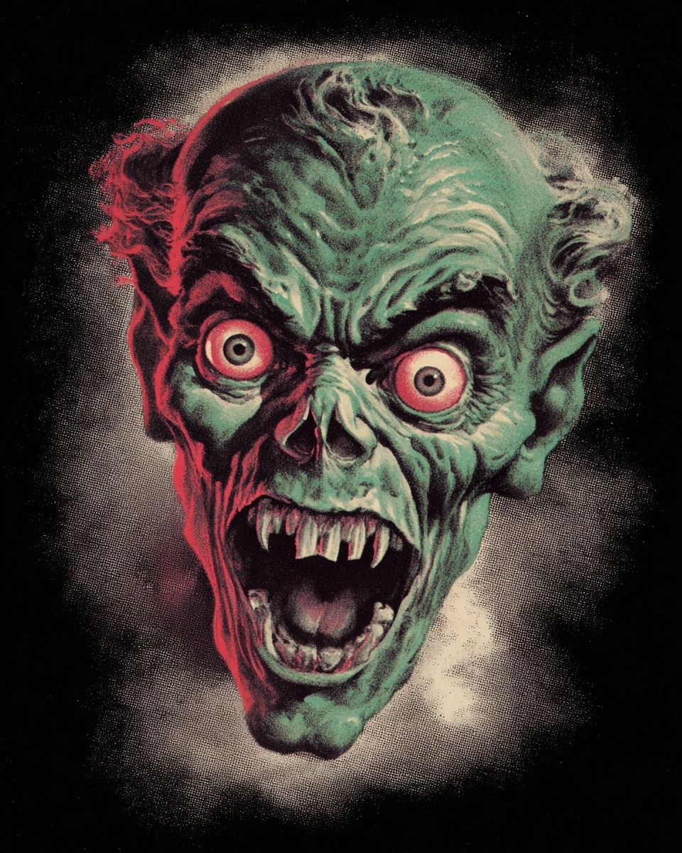 Screaming Zombie — Vintage Print.