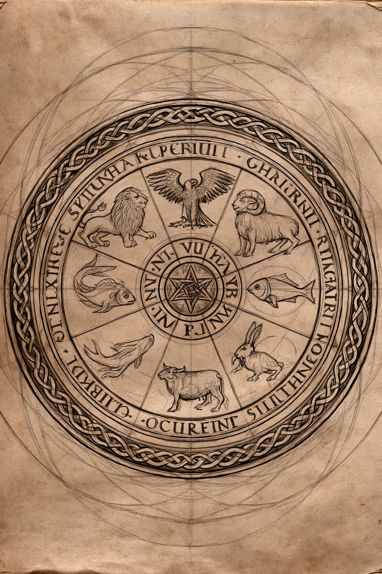 Zodiac Wheel Sketch Poster.