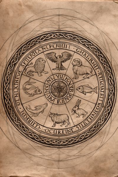 Zodiac Wheel Sketch Poster. poster print