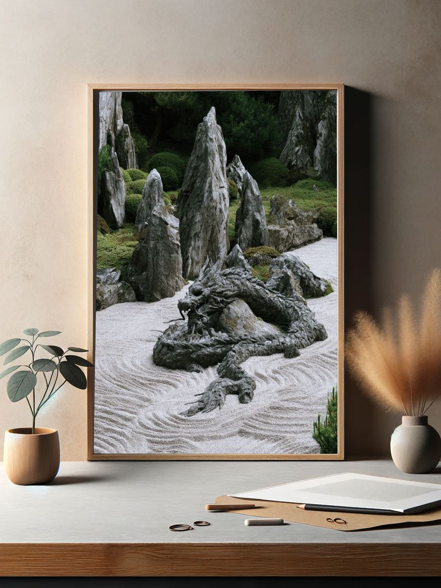 Zen Rock Garden Photography Poster. — room view 2