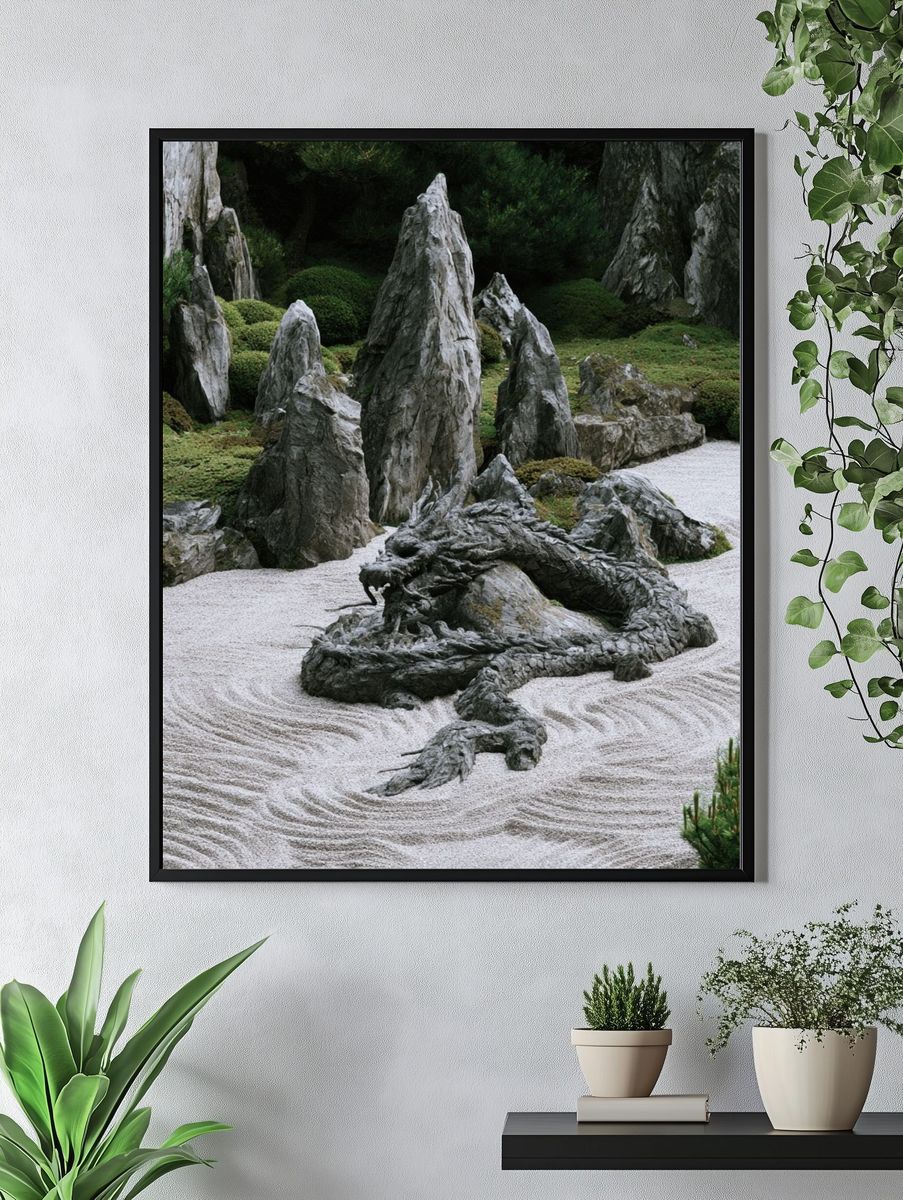 Zen Rock Garden Photography Poster. — room view 4