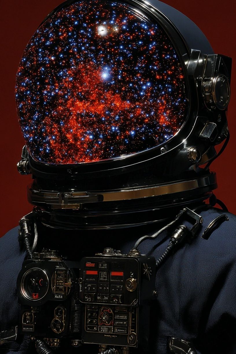 Astronaut Helmet with Cosmic Reflection Poster.