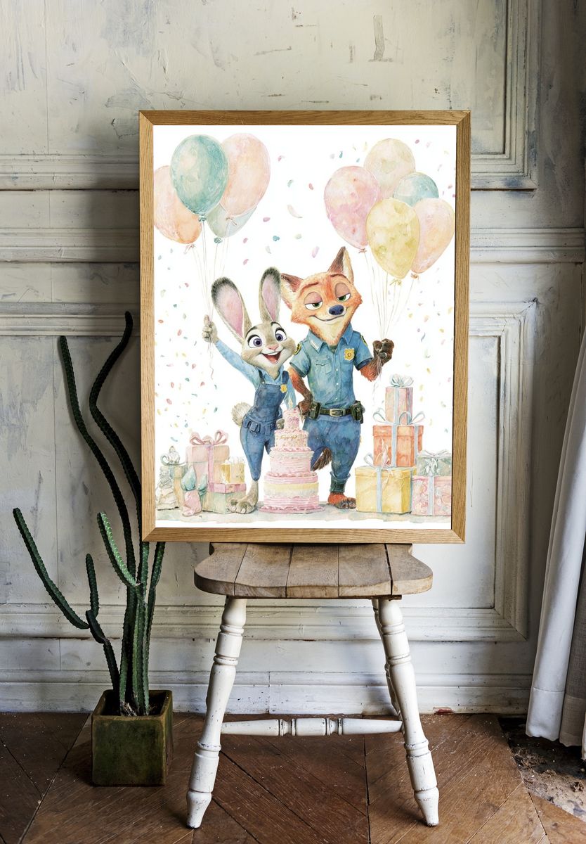 Zootopia Celebration — Illustration Print room preview